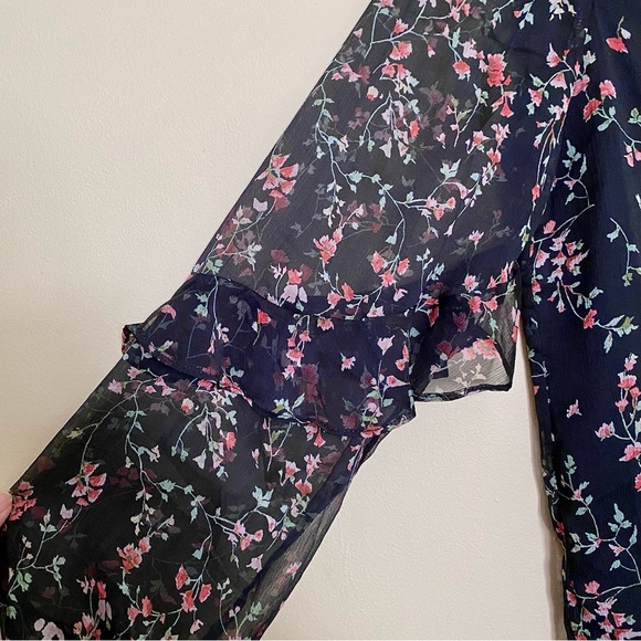 NWT Ralph Lauren SP19 Black Ruffle Floral Blouse MSRP $115 - Picture 2 of 7